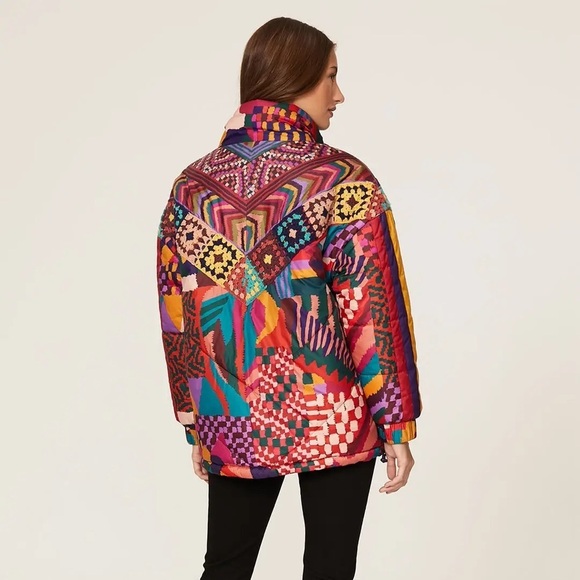 FARM Rio Colorful Patchwork Puffer Jacket - Picture 4 of 6